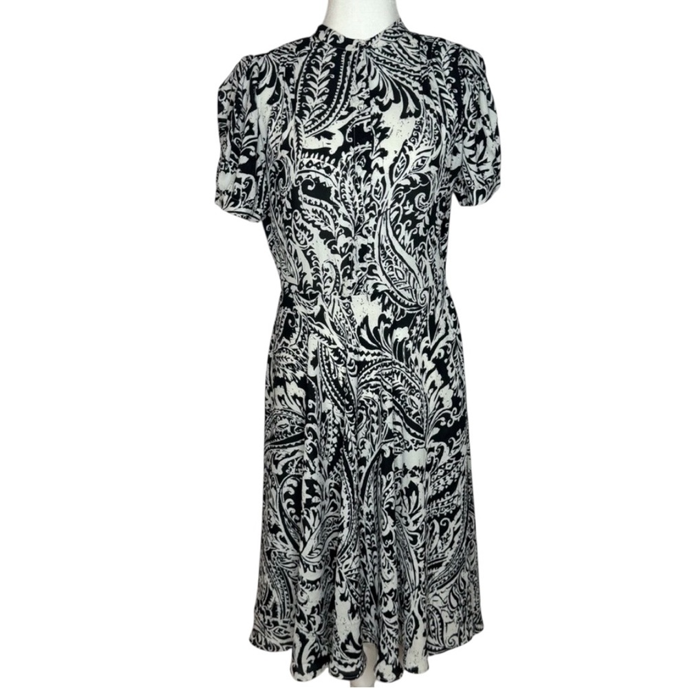 Lauren Ralph Lauren Monochrome Floral Fit To Flare Dress